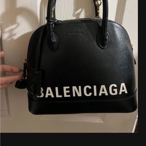 Balenciaga Black Shoulder Bag with White Logo